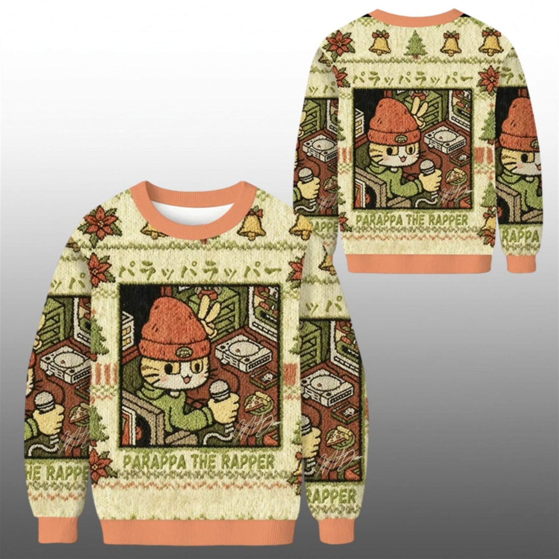 2026 Christmas Cat Parappa The Rapper Ugly Sweater - Moonbestprint