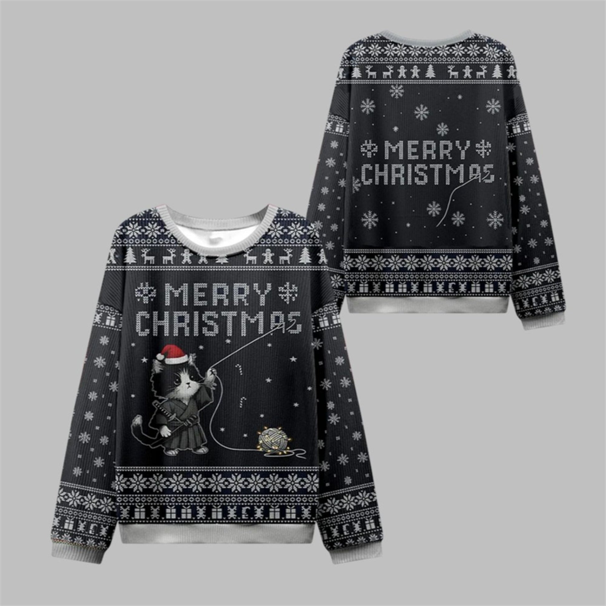 2026 Christmas Cat String Pull Ugly Sweater - Moonbestprint