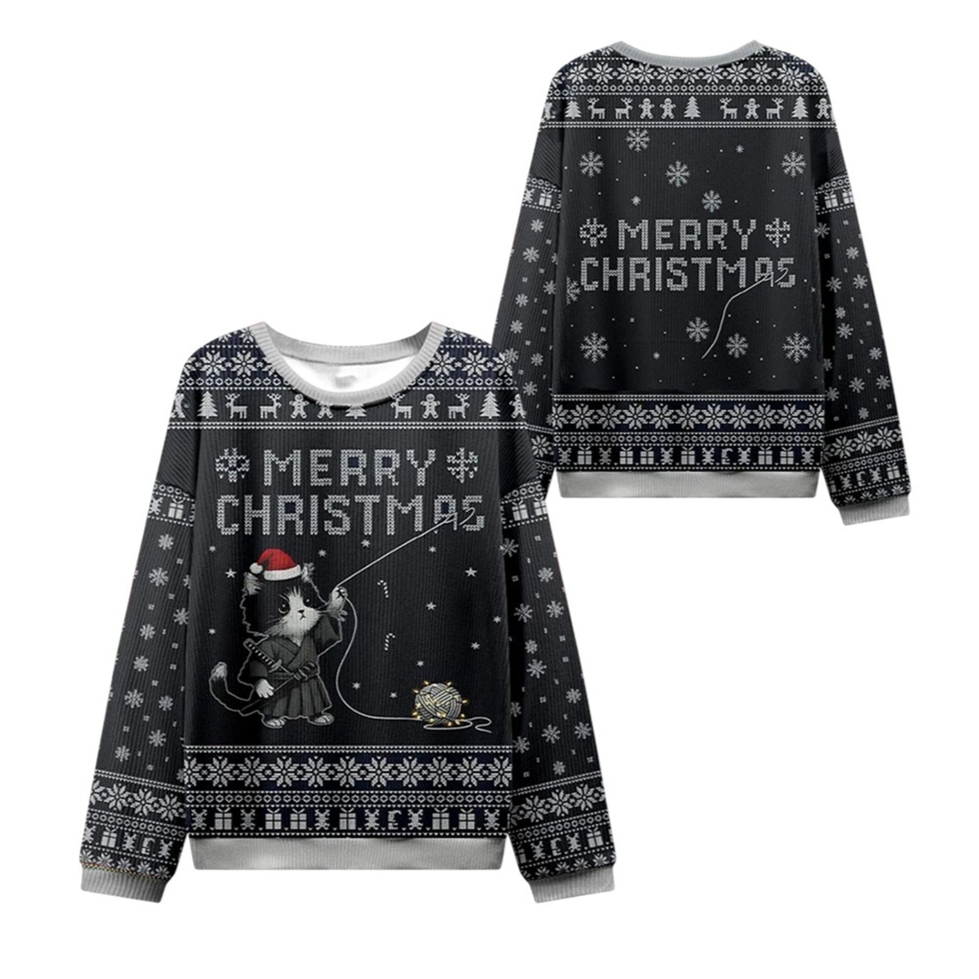2026 Christmas Cat String Pull Ugly Sweater - Moonbestprint