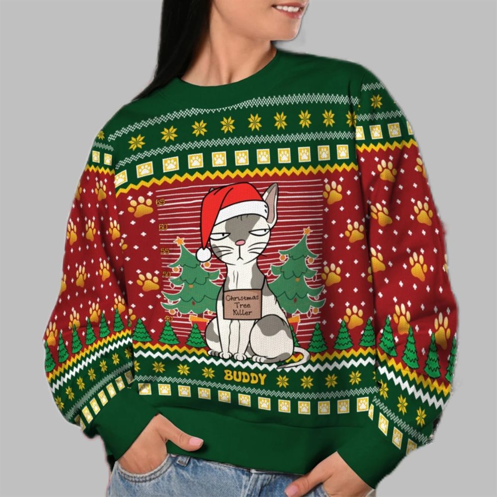 2026 Christmas Cat Tree Kille Ugly Sweatshirt - Moonbestprint