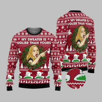 2026 Christmas Cat Woman My Sweater Is Uglier Than Yours Ugly Sweater - Moonbestprint