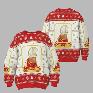 2026 Christmas Cattholic Cat Ugly Christmas Sweater - Moonbestprint
