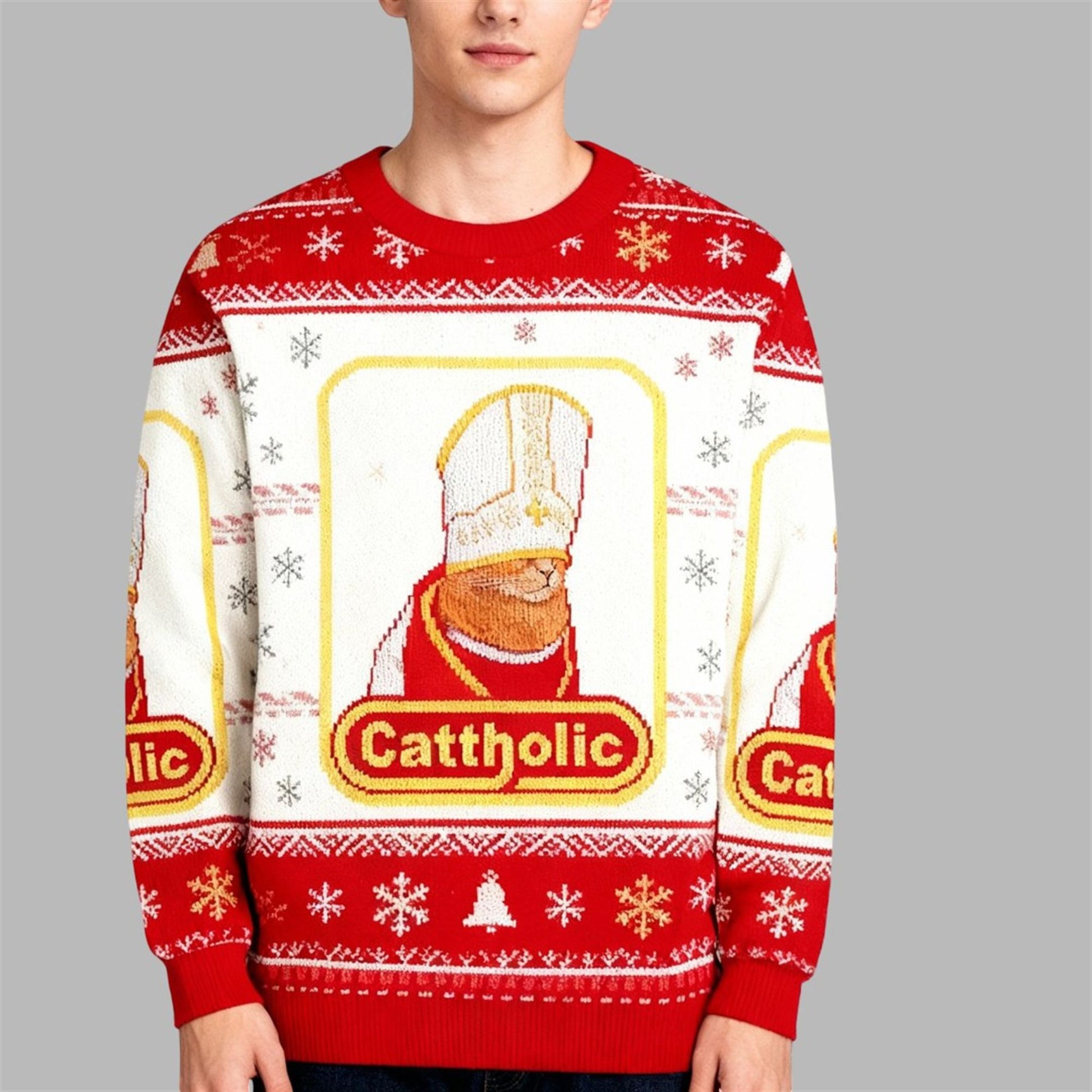 2026 Christmas Cattholic Cat Ugly Christmas Sweater - Moonbestprint