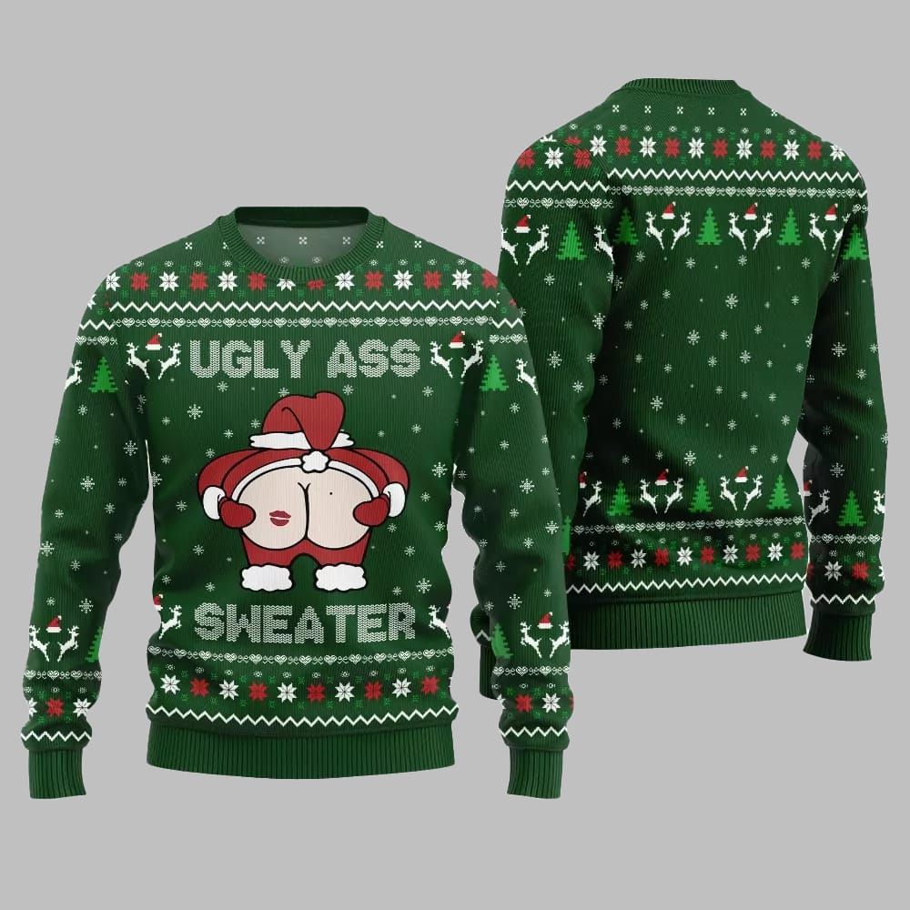 2026 Christmas Caught Kissing Santa Ugly Christmas Sweater - Moonbestprint