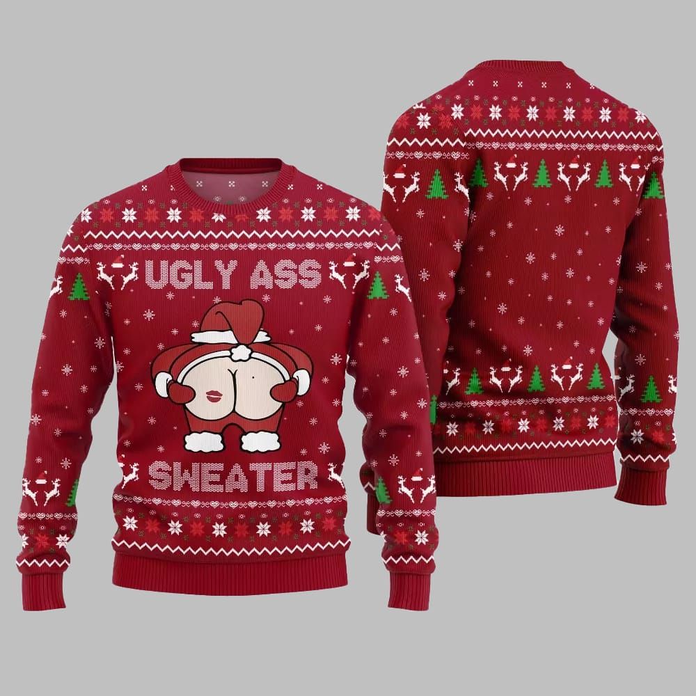 2026 Christmas Caught Kissing Santa Ugly Christmas Sweater - Moonbestprint
