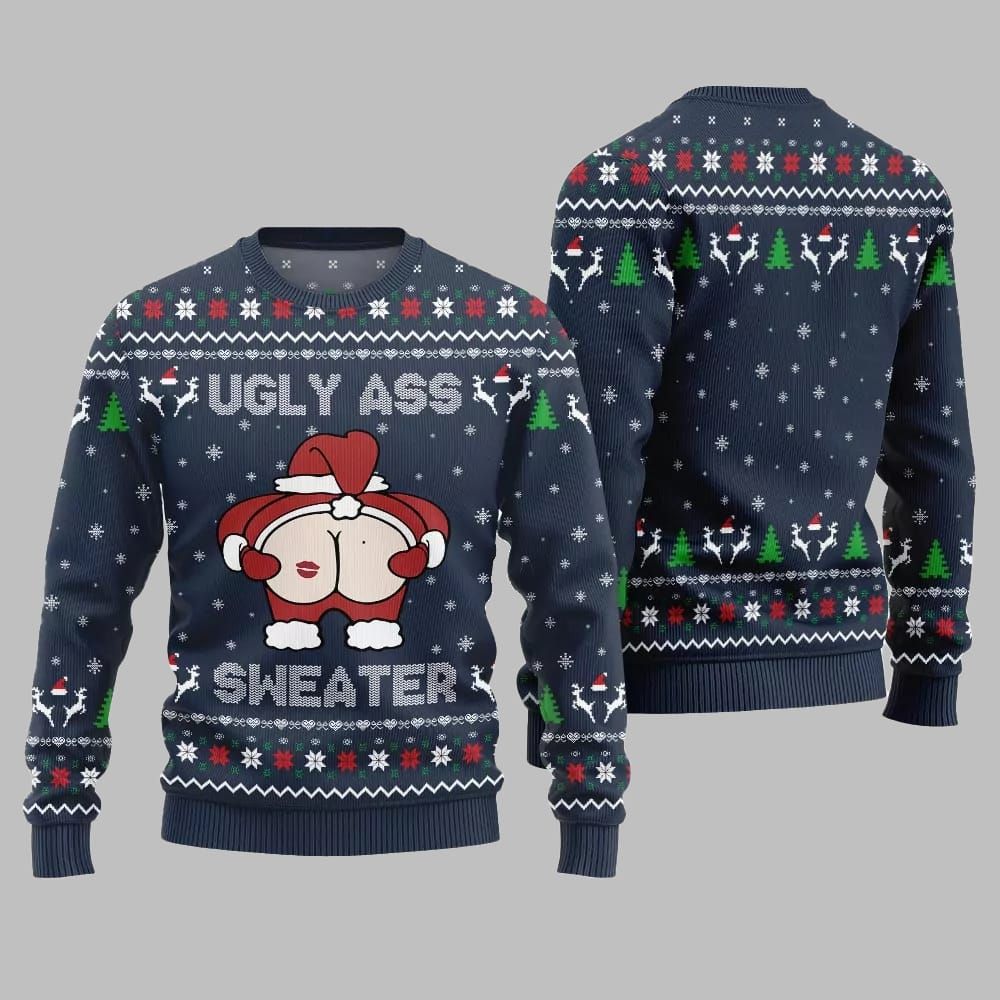 2026 Christmas Caught Kissing Santa Ugly Christmas Sweater - Moonbestprint