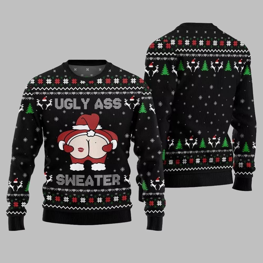 2026 Christmas Caught Kissing Santa Ugly Christmas Sweater - Moonbestprint