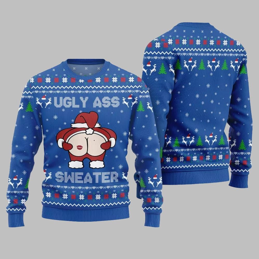 2026 Christmas Caught Kissing Santa Ugly Christmas Sweater - Moonbestprint