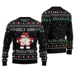 2025 Christmas Caught Kissing Santa Ugly Christmas Sweater-Black – Moonbestprint