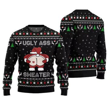 2025 Christmas Caught Kissing Santa Ugly Christmas Sweater-Black – Moonbestprint