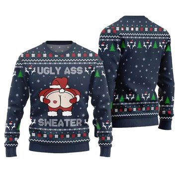 2025 Christmas Caught Kissing Santa Ugly Christmas Sweater-Navy – Moonbestprint