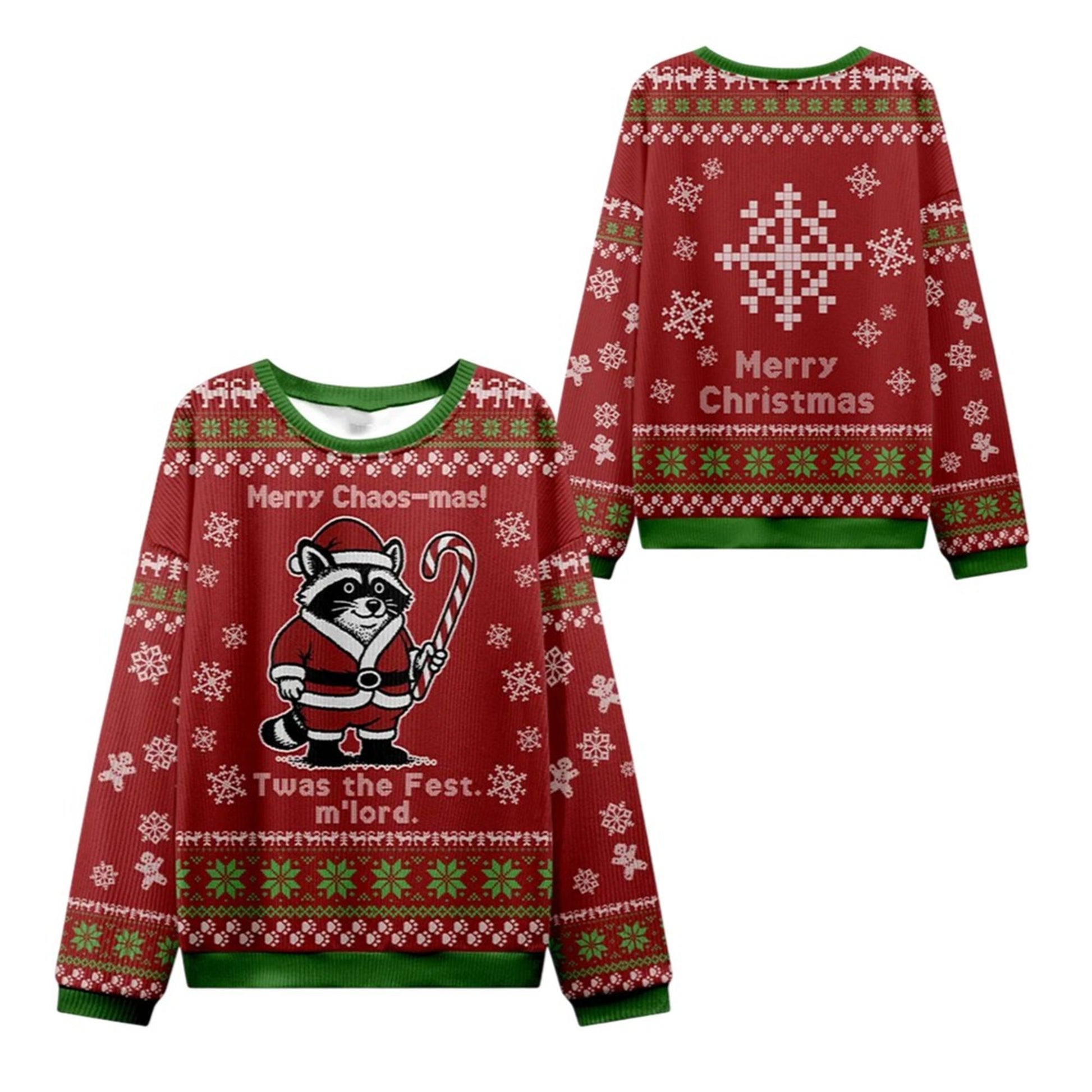 2026 Christmas Raccoon Samurai Ugly Sweater - Moonbestprint