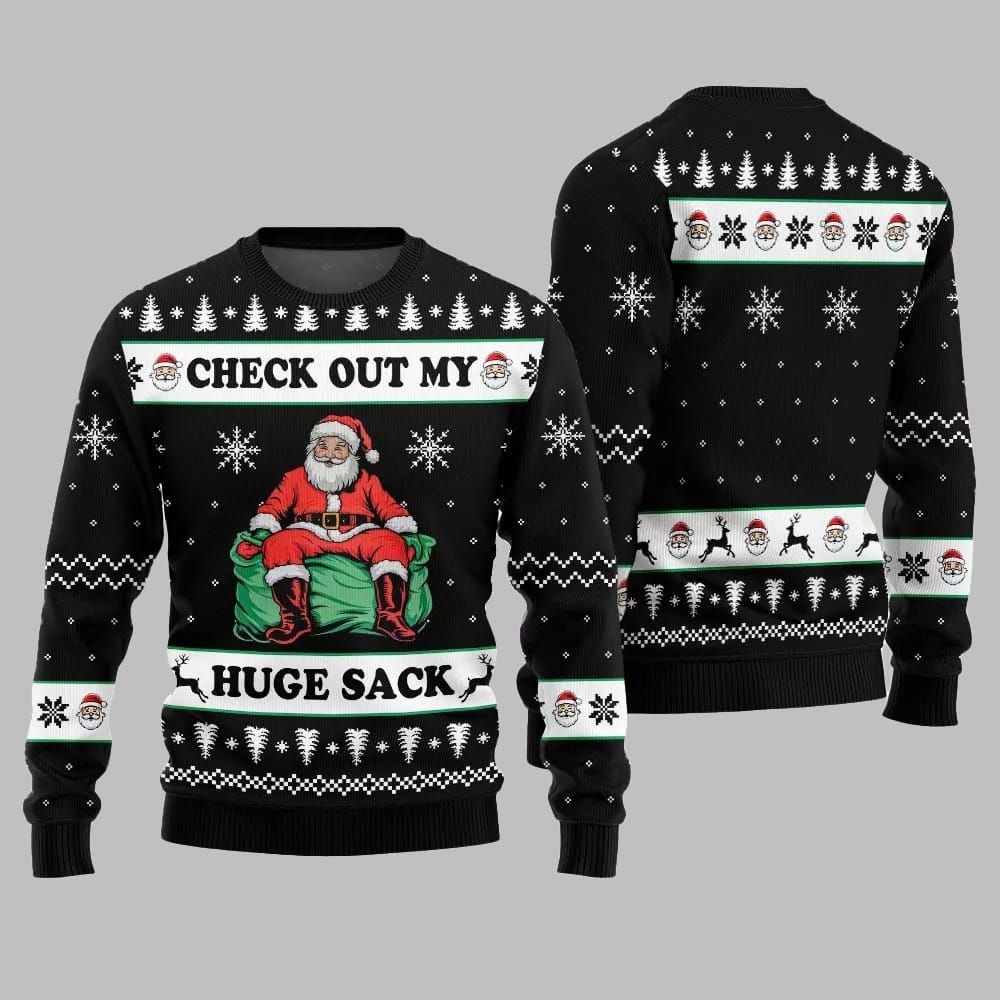 2026 Christmas Check Out My Huge Sack Santa Ugly Christmas Sweater - Moonbestprint