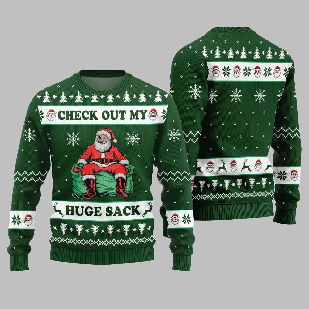 2026 Christmas Check Out My Huge Sack Santa Ugly Christmas Sweater - Moonbestprint
