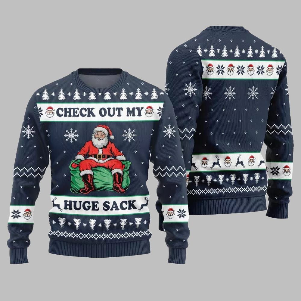 2026 Christmas Check Out My Huge Sack Santa Ugly Christmas Sweater - Moonbestprint