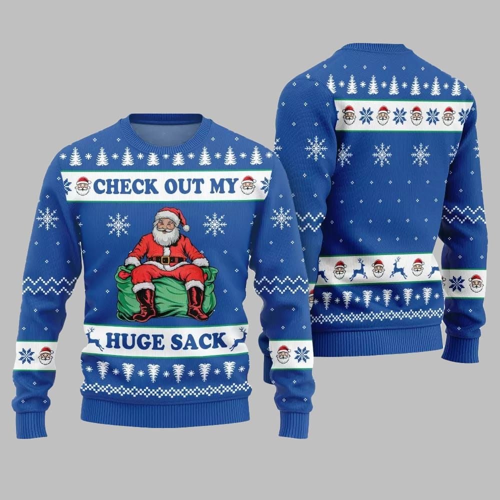 2026 Christmas Check Out My Huge Sack Santa Ugly Christmas Sweater - Moonbestprint