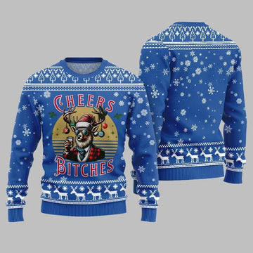 2026 Christmas Cheer Reindeer Bitches Ugly Christmas Sweater - Moonbestprint