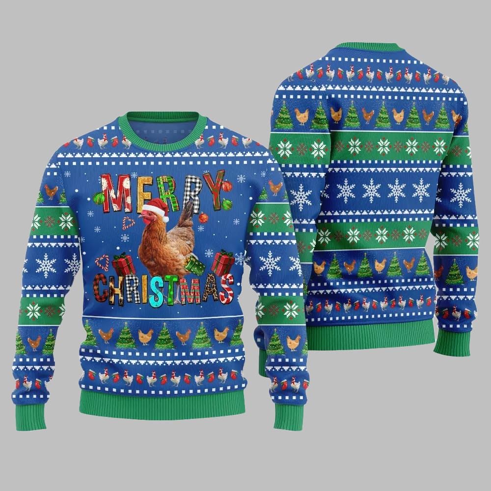 2026 Christmas Chicken Merry Christmas Ugly Christmas Sweater - Moonbestprint