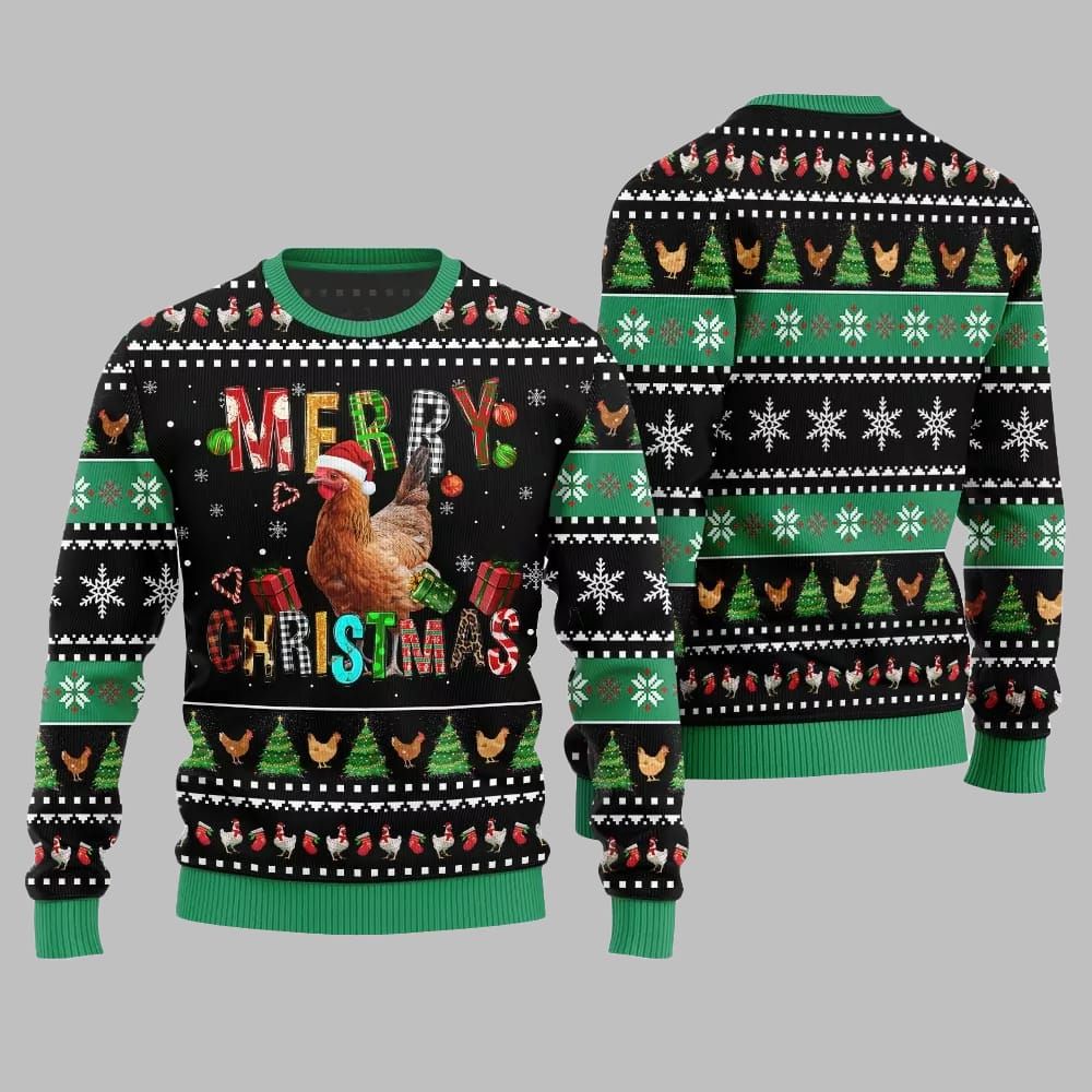 2026 Christmas Chicken Merry Christmas Ugly Christmas Sweater - Moonbestprint