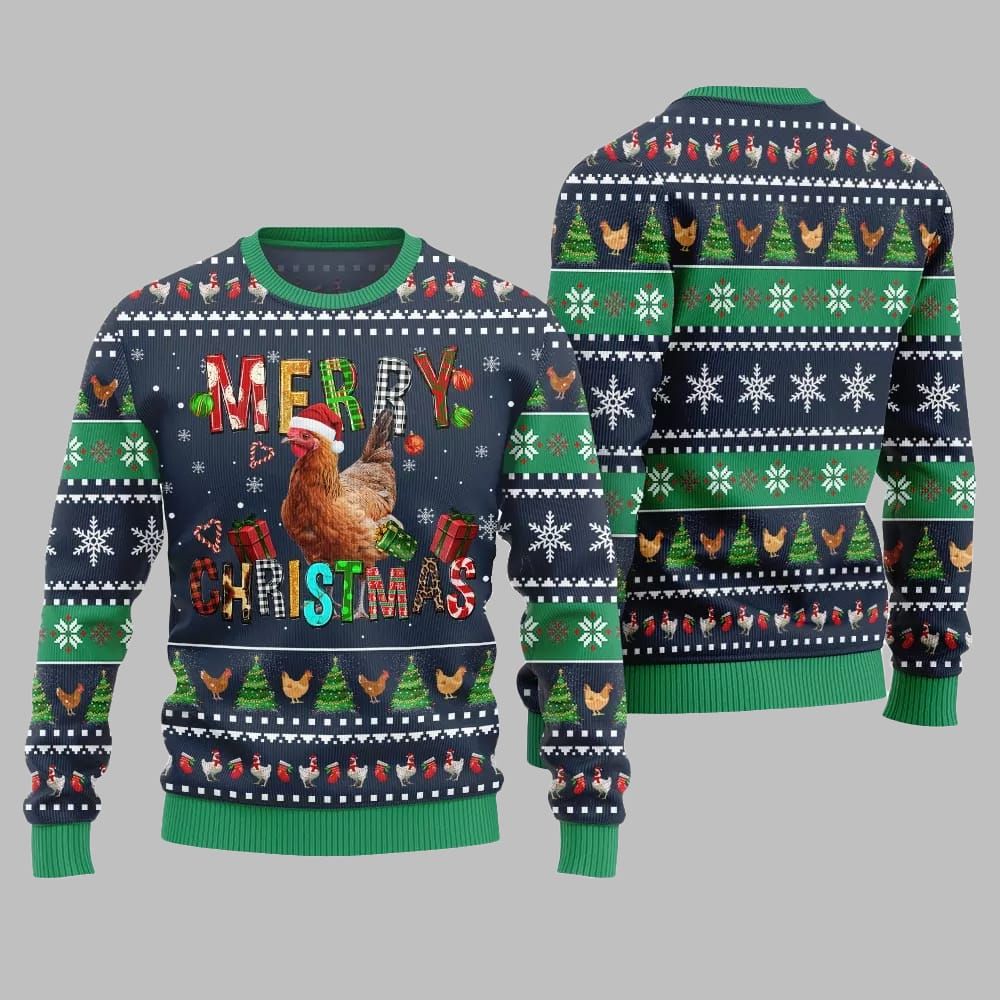 2026 Christmas Chicken Merry Christmas Ugly Christmas Sweater - Moonbestprint