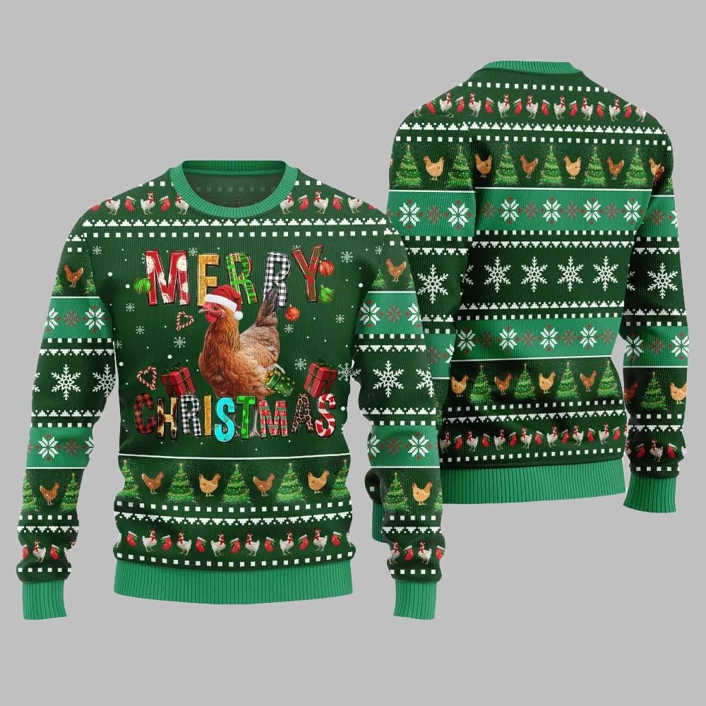 2026 Christmas Chicken Merry Christmas Ugly Christmas Sweater - Moonbestprint