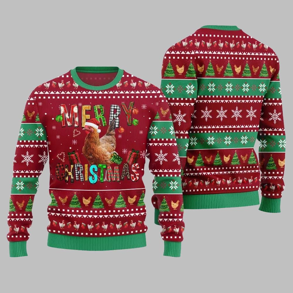 2026 Christmas Chicken Merry Christmas Ugly Christmas Sweater - Moonbestprint