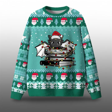 2026 Christmas Book Dragon Ugly Sweater - Moonbestprint
