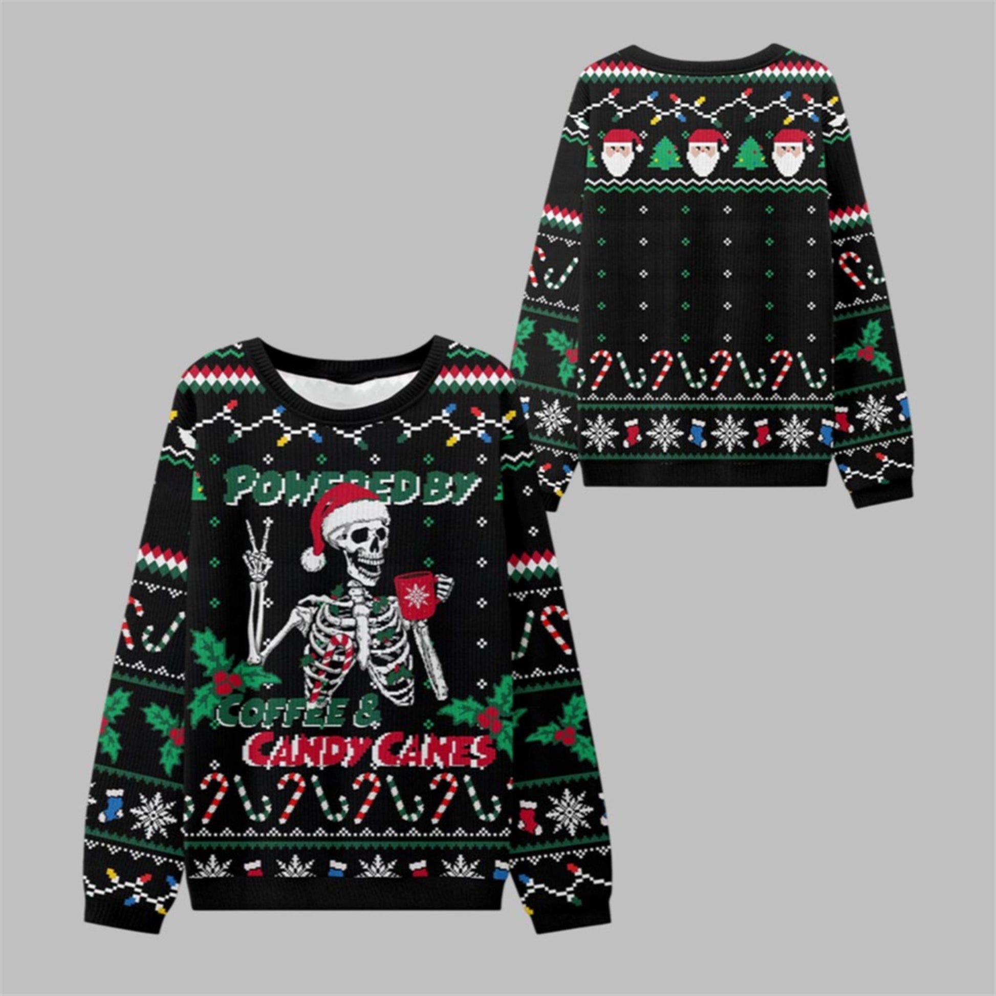 2026 Christmas Coffee & Candy Canes Ugly Sweater - Moonbestprint