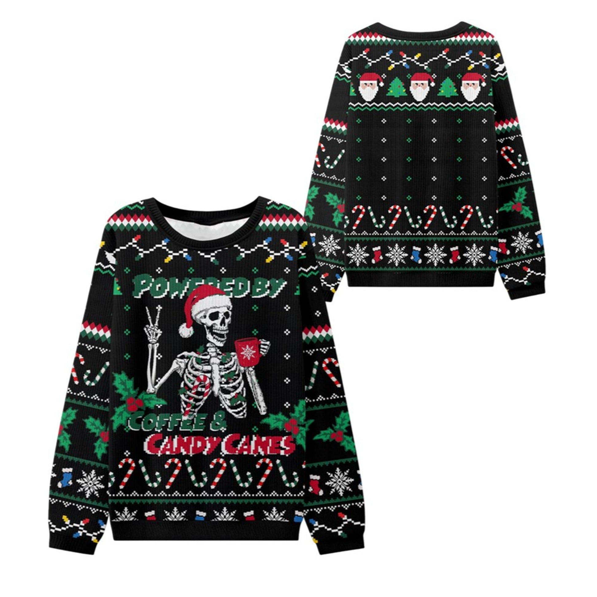 2026 Christmas Coffee & Candy Canes Ugly Sweater - Moonbestprint