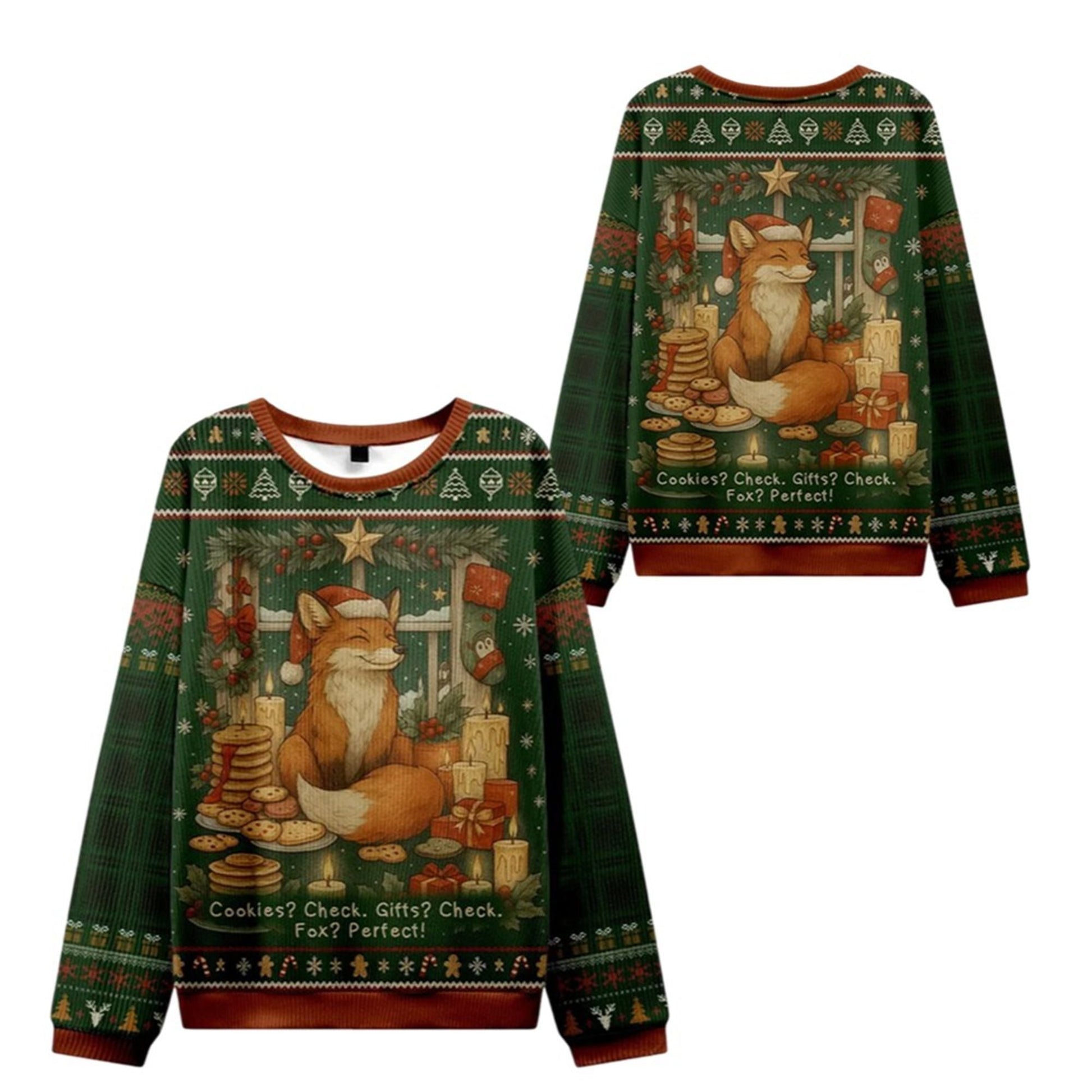 2026 Christmas Cookies Candles and a Foxy Ugly Sweater - Moonbestprint