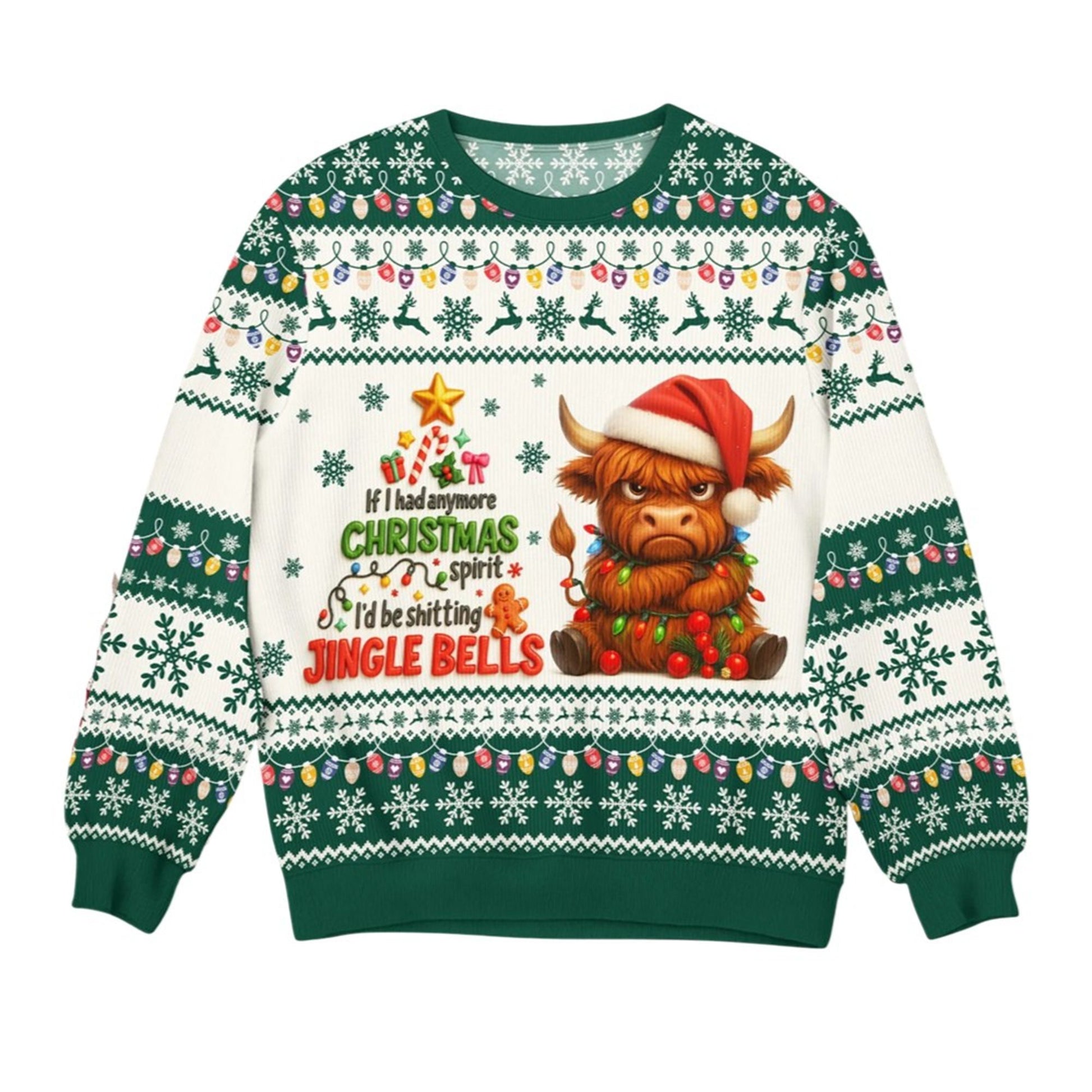 2026 Christmas Cow Jingle Bells Ugly Sweater - Moonbestprint