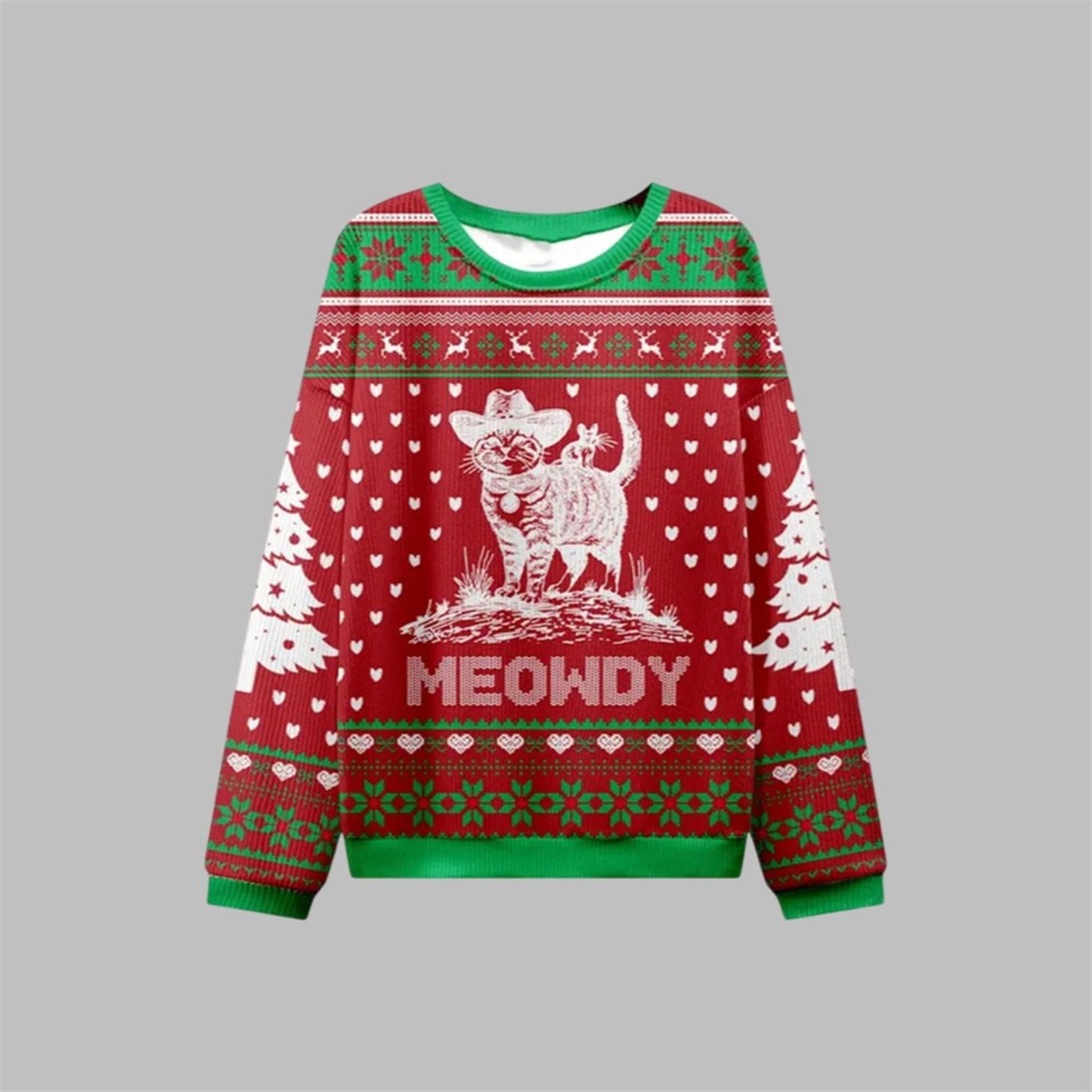 2026 Christmas Cowboy Cat Meowdy Ugly Sweater - Moonbestprint