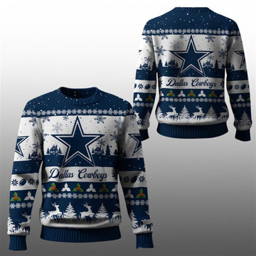 2026 Christmas Cowboys Festive Reindeer Tree Ugly Sweater - Moonbestprint