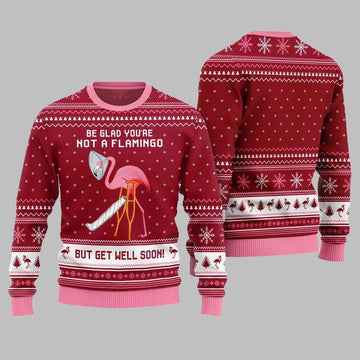 2026 Christmas Crazy Flamingo Oops Broken Leg Ugly Christmas Sweater - Moonbestprint