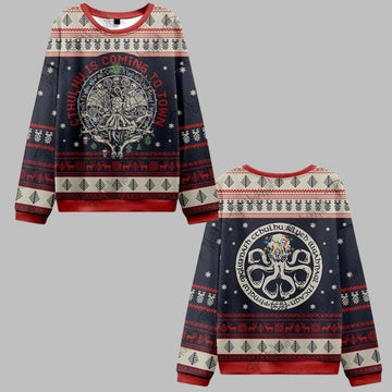 2025 Christmas Cthulhu Is Coming To Town Ugly Christmas Sweater – Moonbestprint