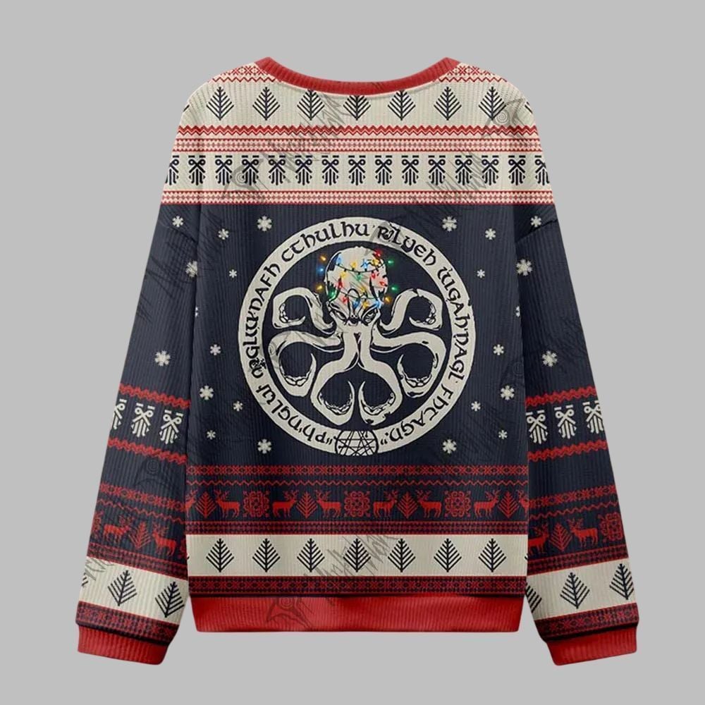 2026 Christmas Cthulhu Is Coming To Town Ugly Christmas Sweater - Moonbestprint