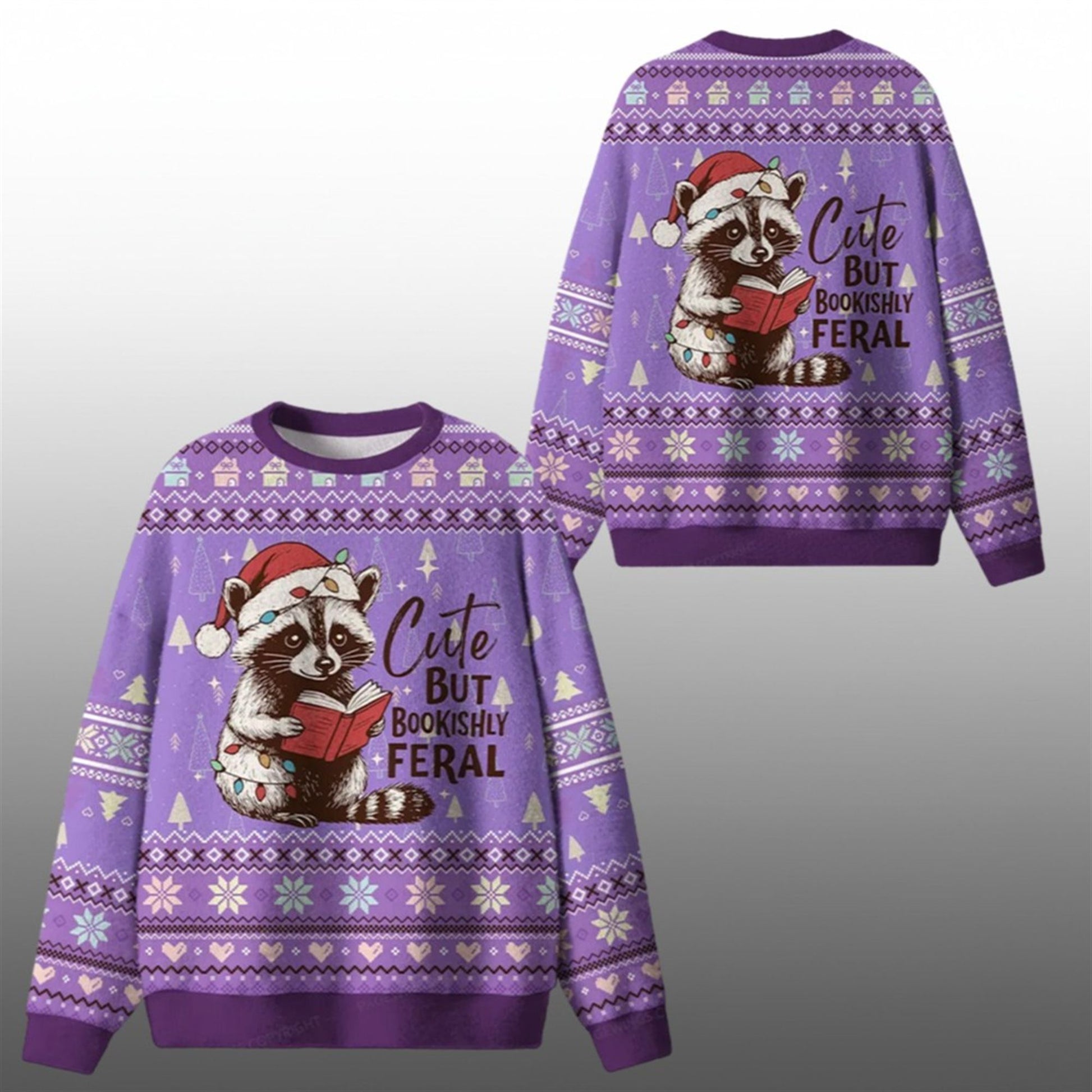 2026 Christmas Cute But Bookishly Feral Ugly Sweater - Moonbestprint
