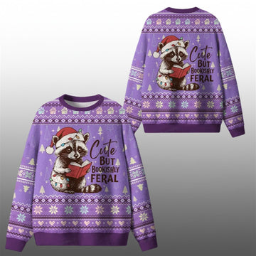 2026 Christmas Cute But Bookishly Feral Ugly Sweater - Moonbestprint