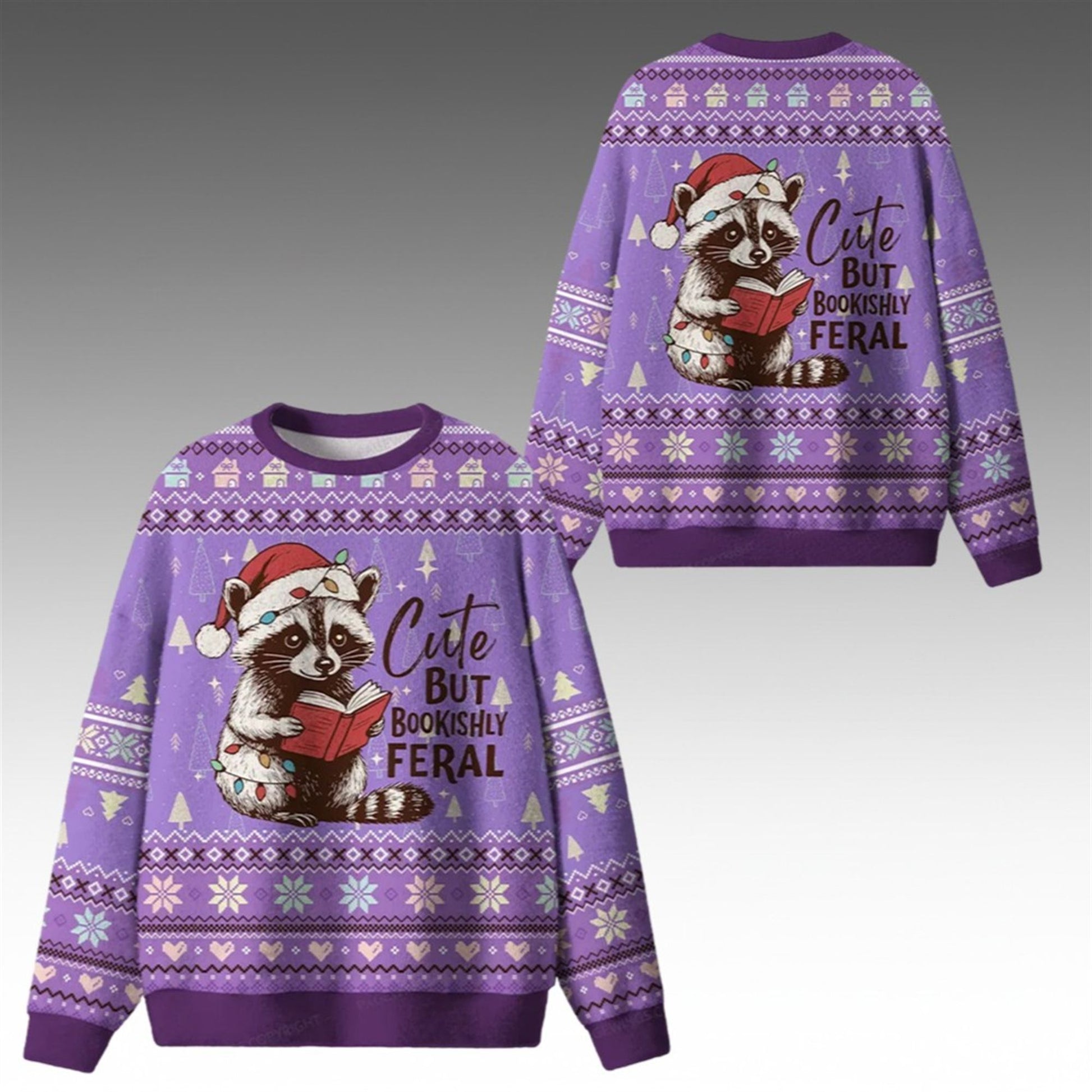 2026 Christmas Cute But Bookishly Feral Ugly Sweater - Moonbestprint