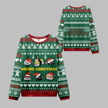 2026 Christmas Cute Sushi Cat Ugly Sweater - Moonbestprint
