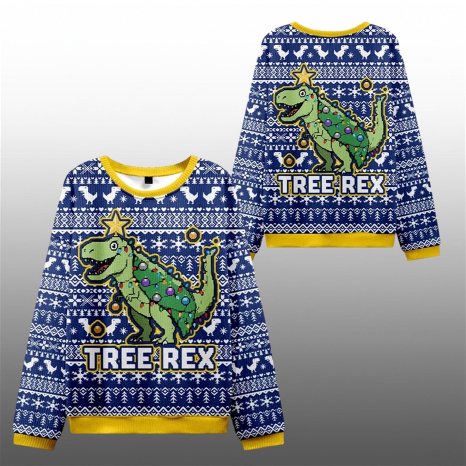 2026 Christmas Cute Tree Rex Ugly Sweater - Moonbestprint