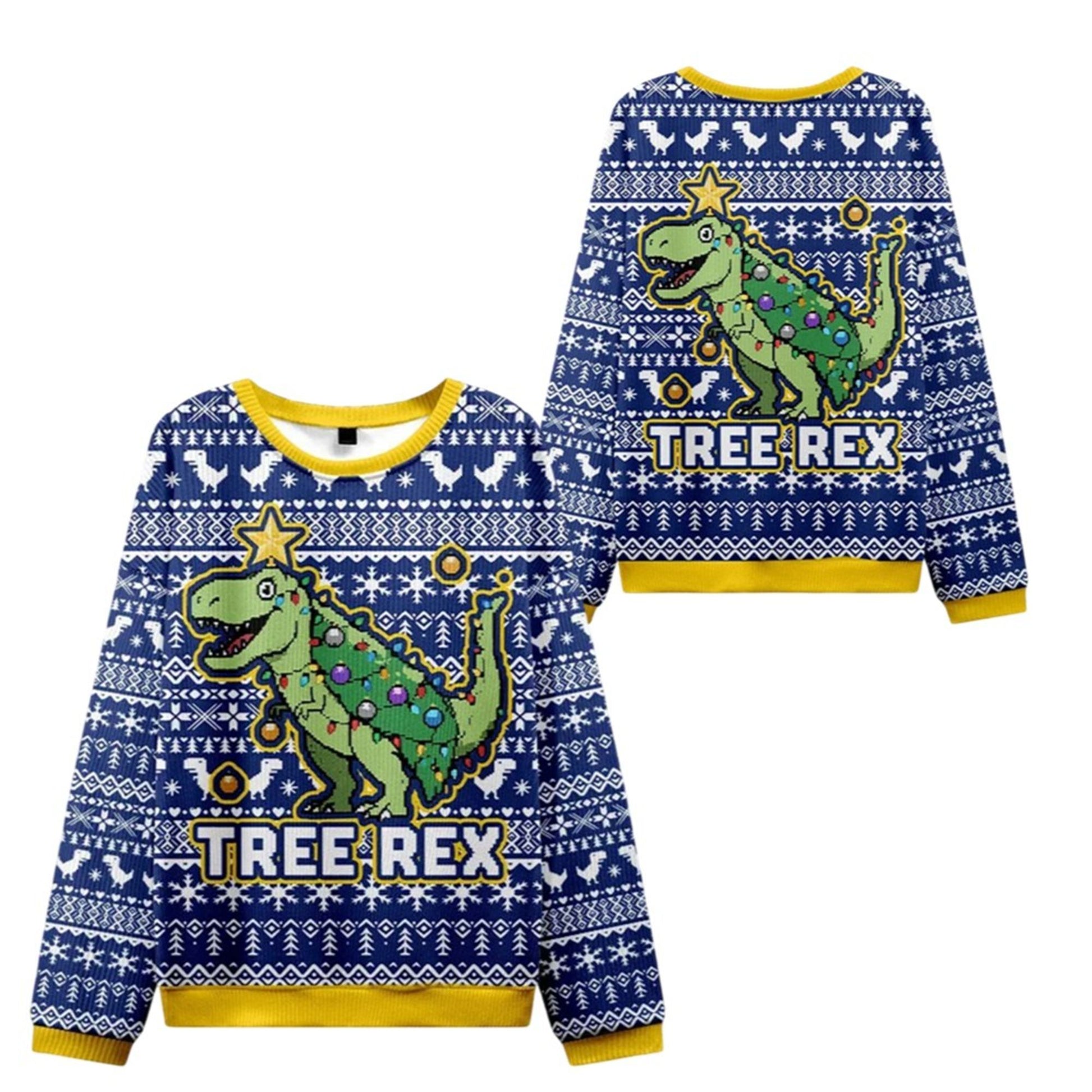 2026 Christmas Cute Tree Rex Ugly Sweater - Moonbestprint