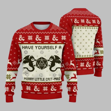 2026 Christmas DND Have Yourself A Merry Little Crit-Mas Ugly Sweater - Moonbestprint
