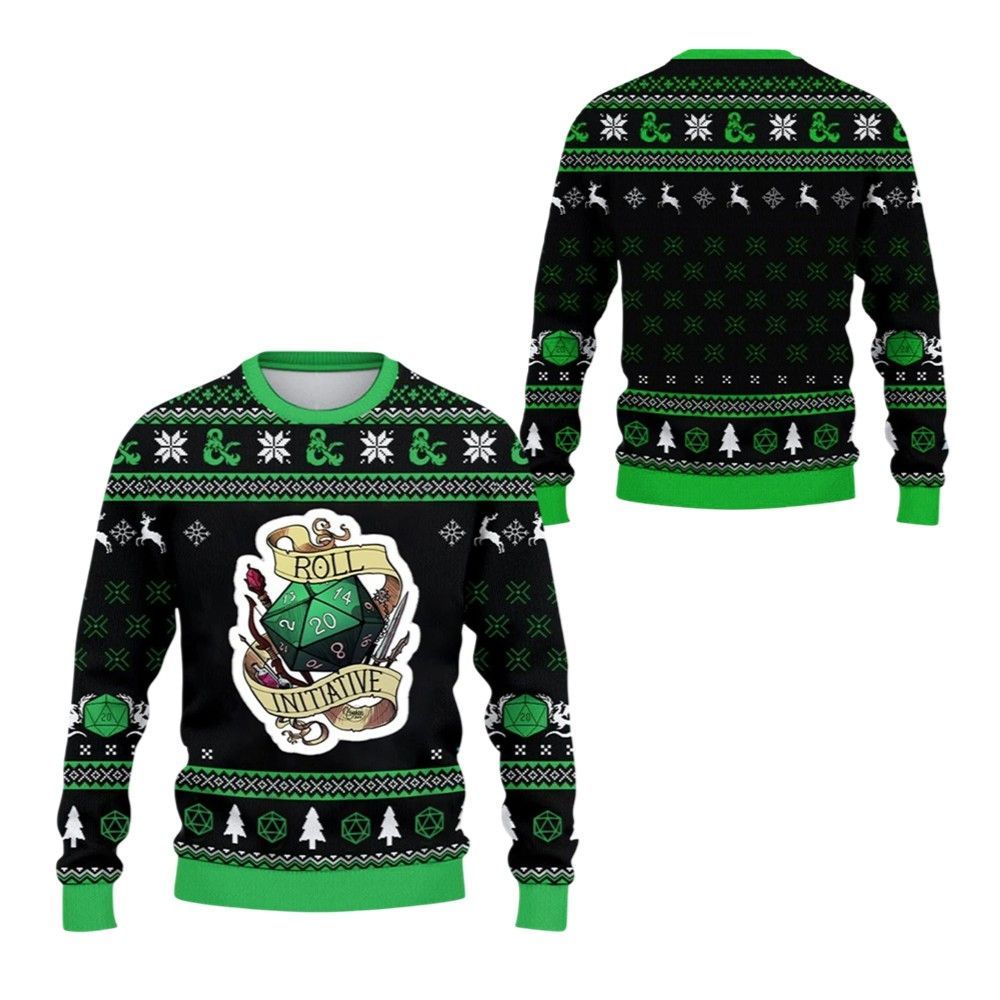 2026 Christmas DND Roll Initiative Ugly Sweater - Moonbestprint