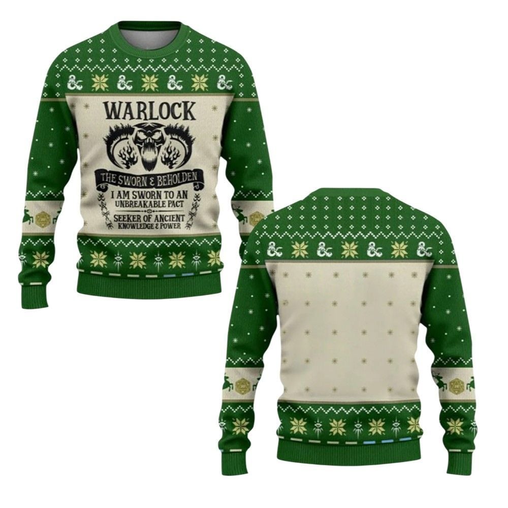 2026 Christmas DND Warlock The Sworn & Beholden Ugly Sweater - Moonbestprint