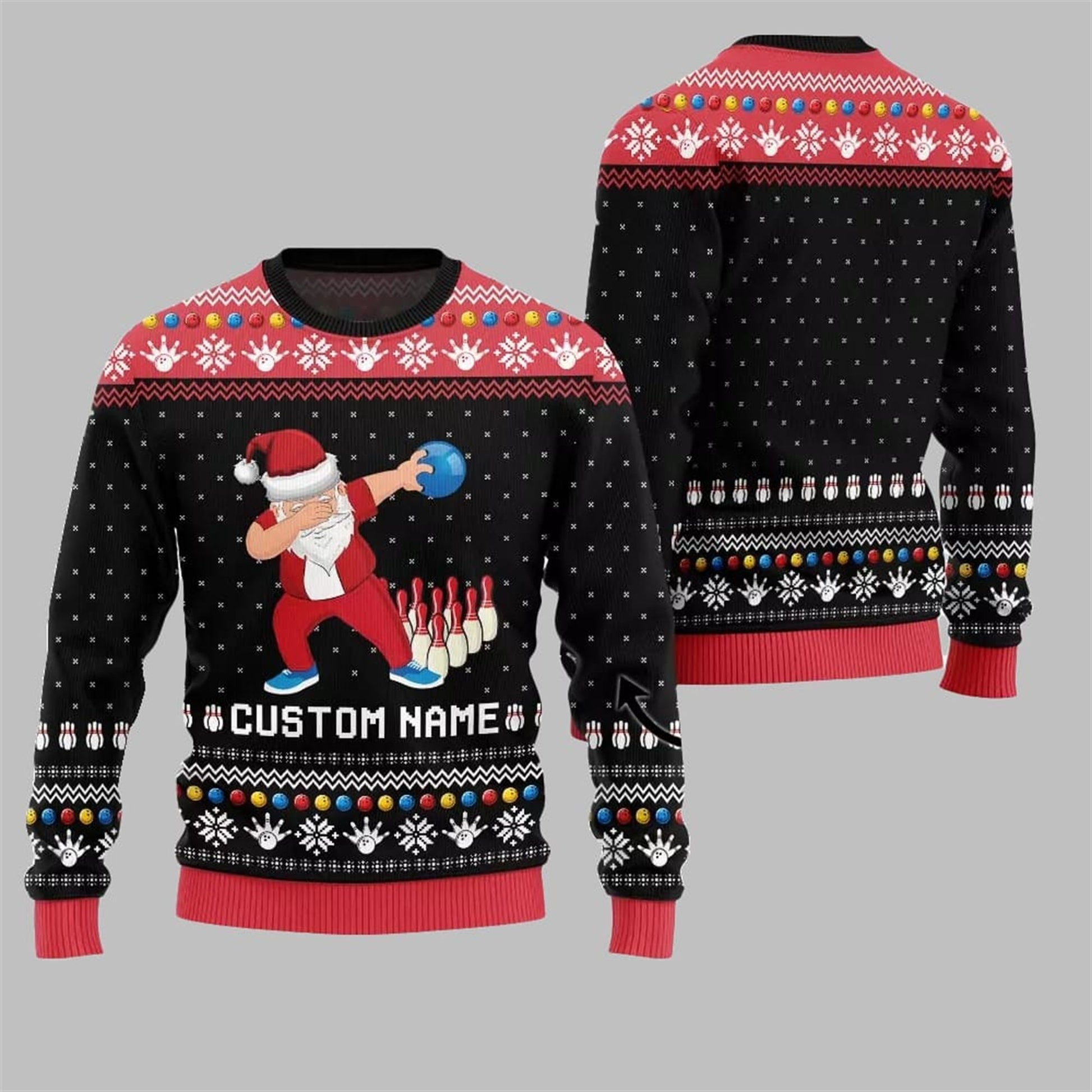 2026 Christmas Dabbing Santa Bowling Ugly Sweater - Moonbestprint
