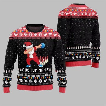 2026 Christmas Dabbing Santa Bowling Ugly Sweater - Moonbestprint