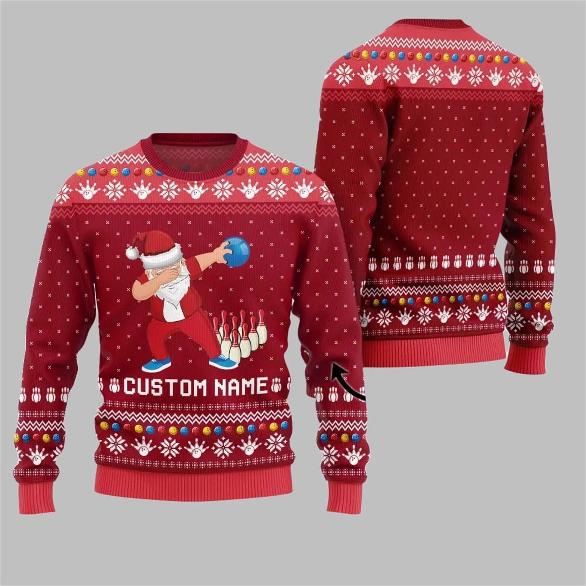 2026 Christmas Dabbing Santa Bowling Ugly Sweater - Moonbestprint