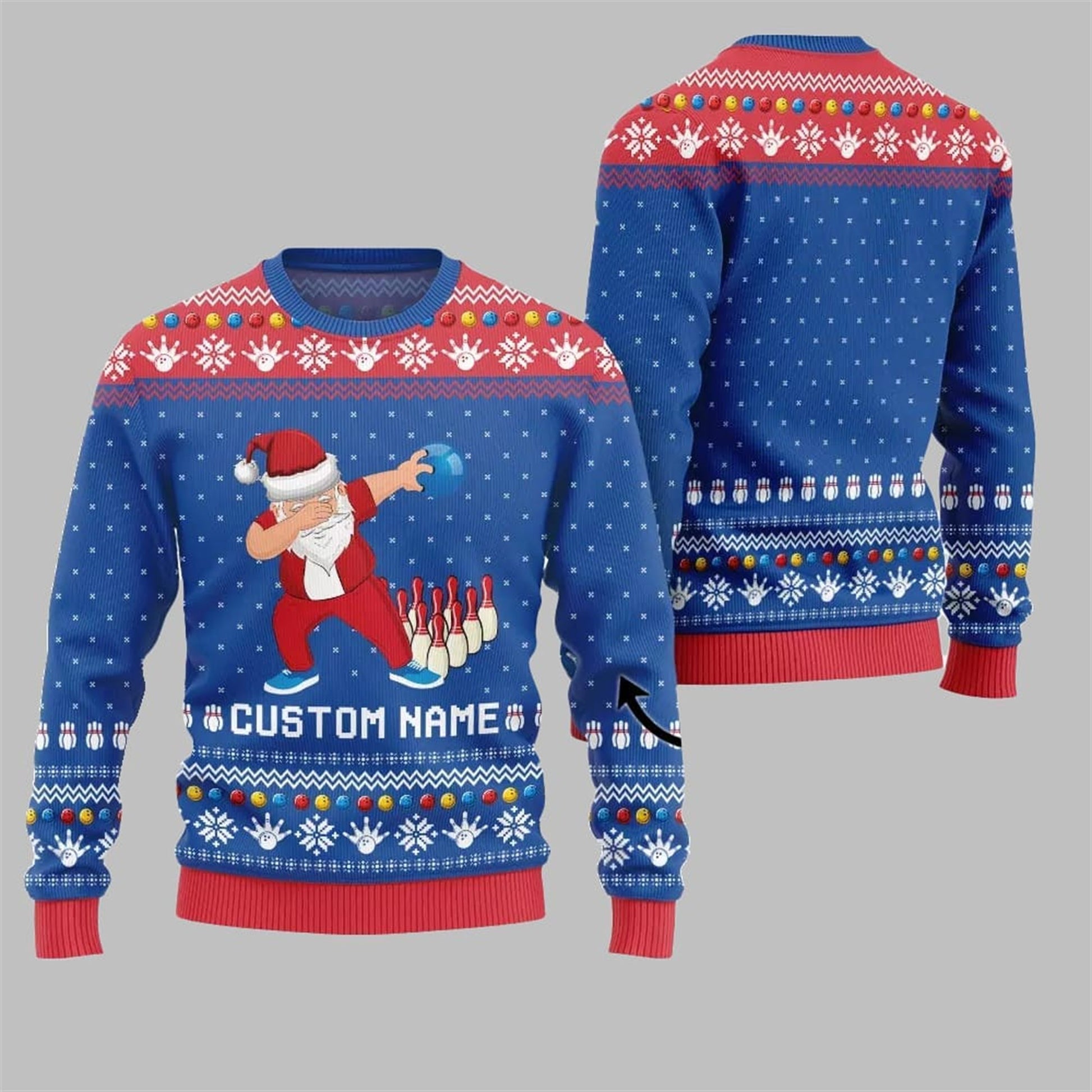 2026 Christmas Dabbing Santa Bowling Ugly Sweater - Moonbestprint