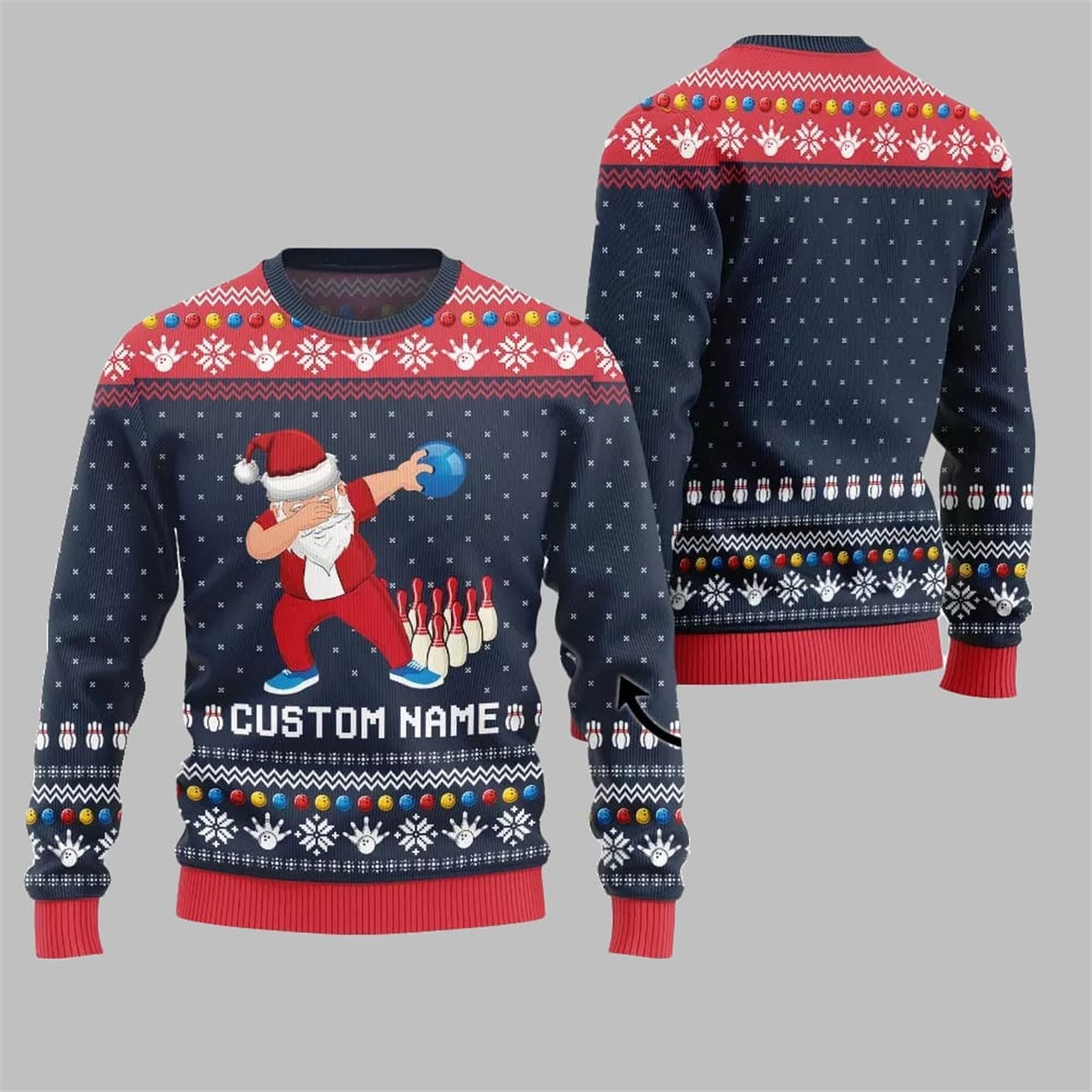 2026 Christmas Dabbing Santa Bowling Ugly Sweater - Moonbestprint
